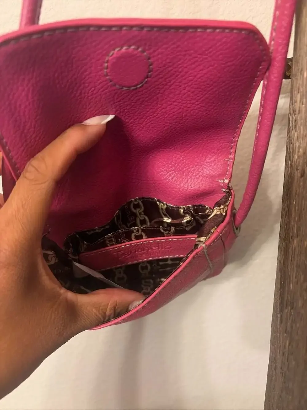 Tignanello Pebbled Leather Mini Flap Crossbody Bag in Pink